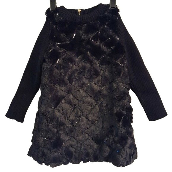 NWT FABULOUS FURS Girl's Faux Fur Sequin Dress XXS (2-3 Year Old) Black #16894 - Picture 1 of 4